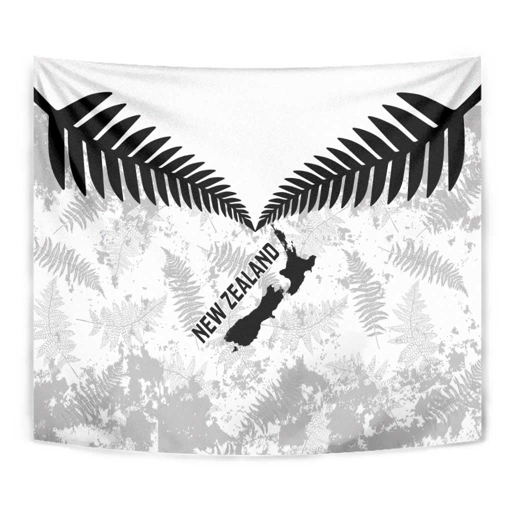 Custom New Zealand Silver Fern Football Tapestry Go Aotearoa Grunge White - Aussie Hoodie