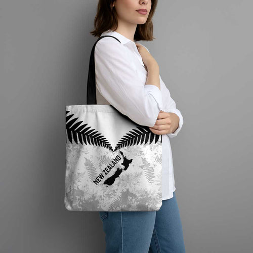 Custom New Zealand Silver Fern Football Tote Bag Go Aotearoa Grunge White - Aussie Hoodie