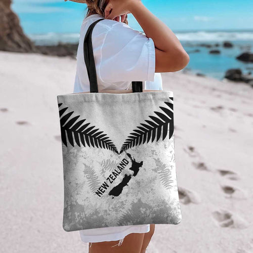 Custom New Zealand Silver Fern Football Tote Bag Go Aotearoa Grunge White - Aussie Hoodie