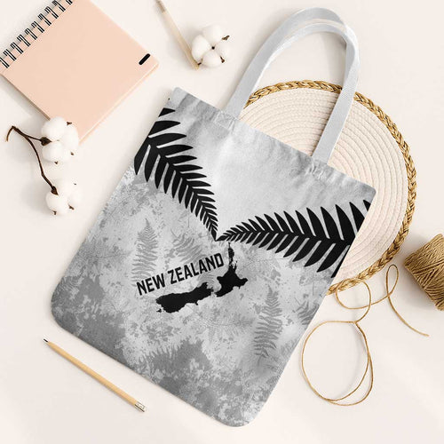 Custom New Zealand Silver Fern Football Tote Bag Go Aotearoa Grunge White - Aussie Hoodie