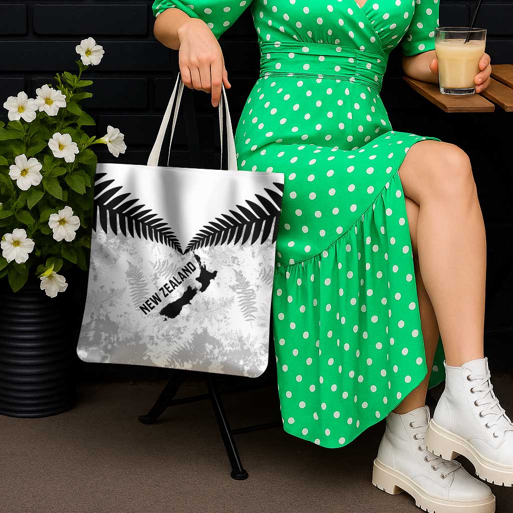 Custom New Zealand Silver Fern Football Tote Bag Go Aotearoa Grunge White - Aussie Hoodie