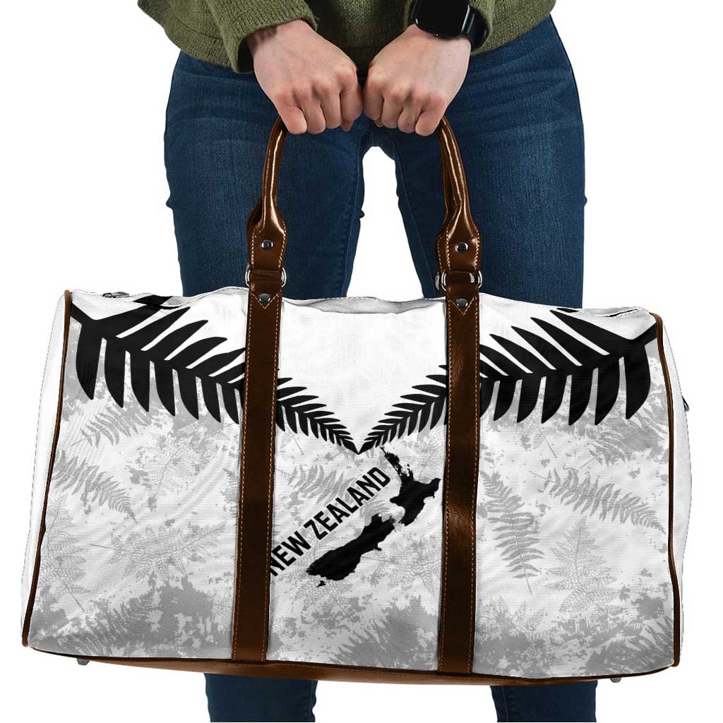 Custom New Zealand Silver Fern Football Travel Bag Go Aotearoa Grunge White - Aussie Hoodie