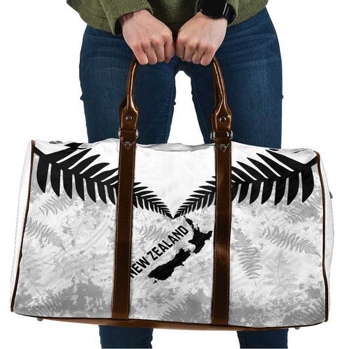 Custom New Zealand Silver Fern Football Travel Bag Go Aotearoa Grunge White - Aussie Hoodie