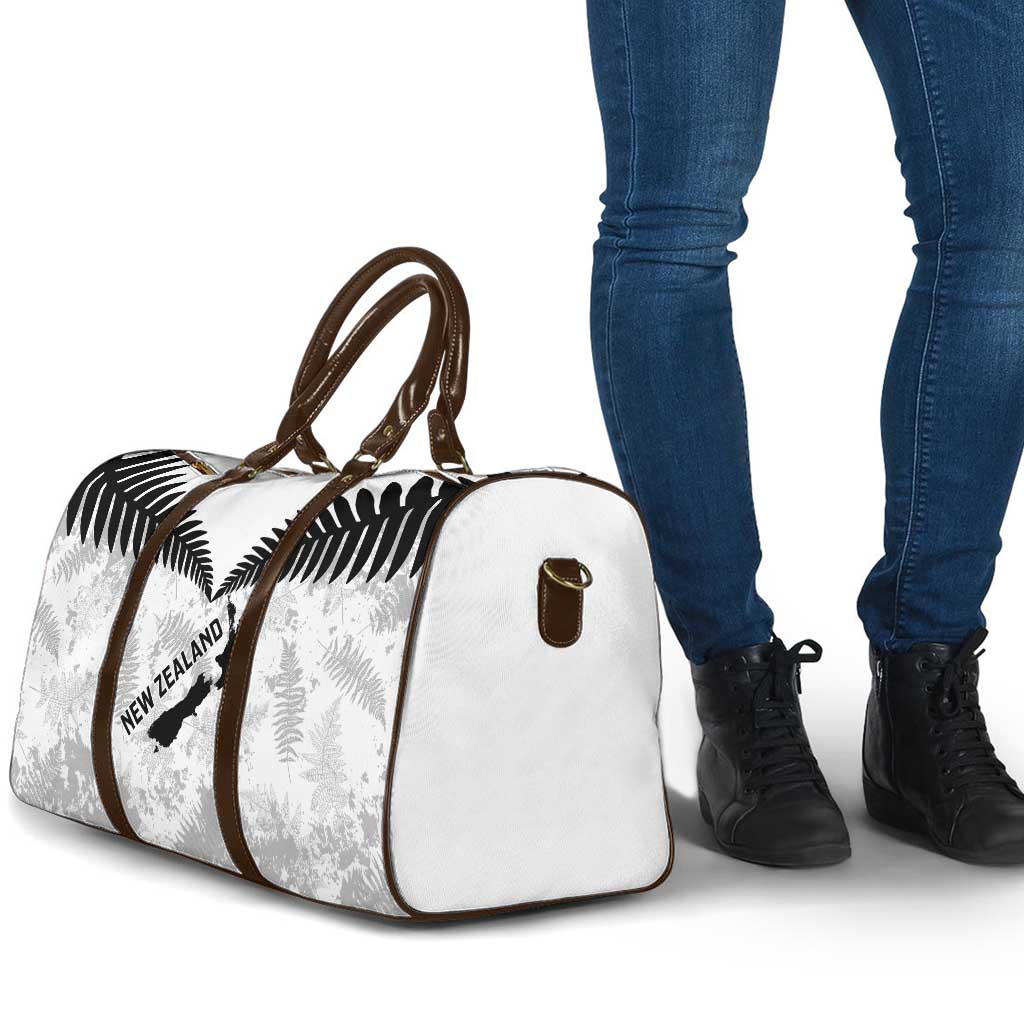 Custom New Zealand Silver Fern Football Travel Bag Go Aotearoa Grunge White - Aussie Hoodie