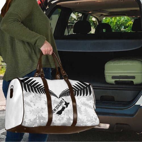 Custom New Zealand Silver Fern Football Travel Bag Go Aotearoa Grunge White - Aussie Hoodie