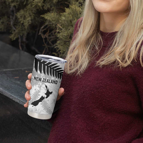 Custom New Zealand Silver Fern Football Tumbler Cup Go Aotearoa Grunge White - Aussie Hoodie