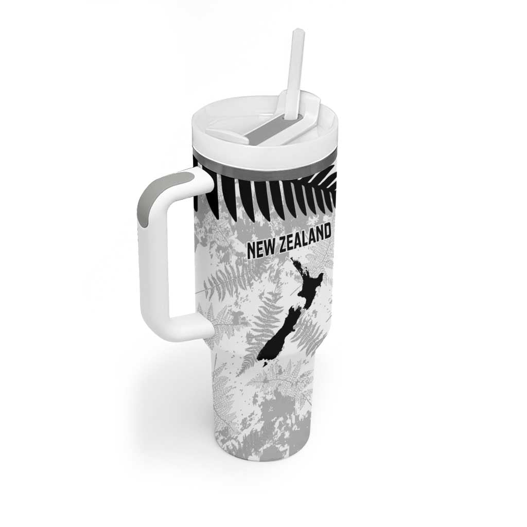 Custom New Zealand Silver Fern Football Tumbler With Handle Go Aotearoa Grunge White - Aussie Hoodie