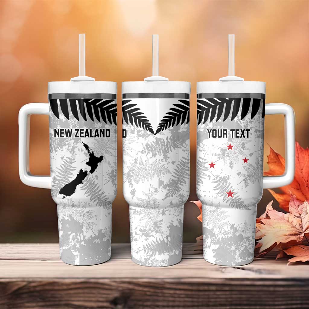 Custom New Zealand Silver Fern Football Tumbler With Handle Go Aotearoa Grunge White - Aussie Hoodie