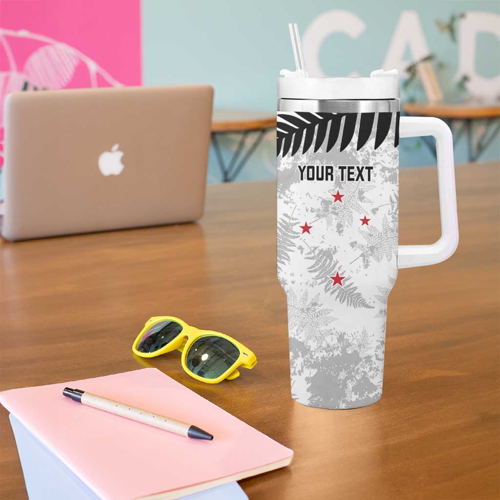 Custom New Zealand Silver Fern Football Tumbler With Handle Go Aotearoa Grunge White - Aussie Hoodie