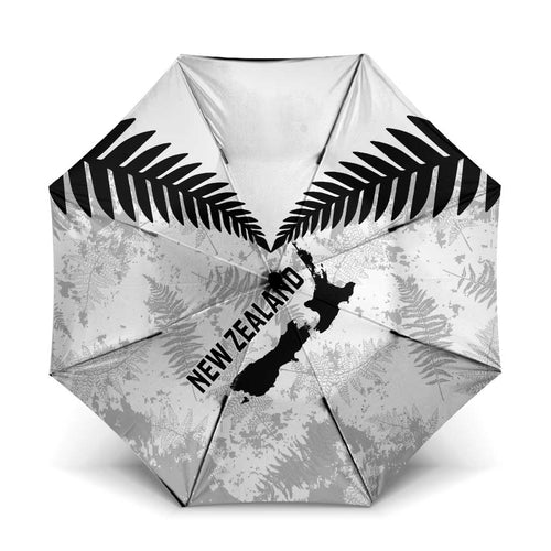 Custom New Zealand Silver Fern Football Umbrella Go Aotearoa Grunge White - Aussie Hoodie