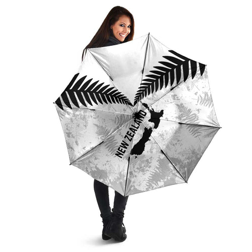 Custom New Zealand Silver Fern Football Umbrella Go Aotearoa Grunge White - Aussie Hoodie