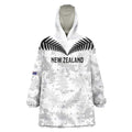 Custom New Zealand Silver Fern Football Wearable Blanket Hoodie Go Aotearoa Grunge White - Aussie Hoodie