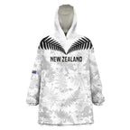 Custom New Zealand Silver Fern Football Wearable Blanket Hoodie Go Aotearoa Grunge White - Aussie Hoodie