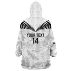Custom New Zealand Silver Fern Football Wearable Blanket Hoodie Go Aotearoa Grunge White - Aussie Hoodie