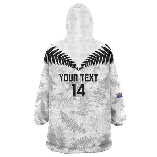 Custom New Zealand Silver Fern Football Wearable Blanket Hoodie Go Aotearoa Grunge White - Aussie Hoodie