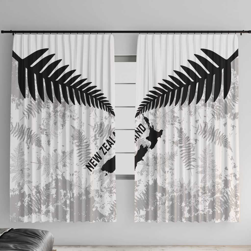 Custom New Zealand Silver Fern Football Window Curtain Go Aotearoa Grunge White - Aussie Hoodie