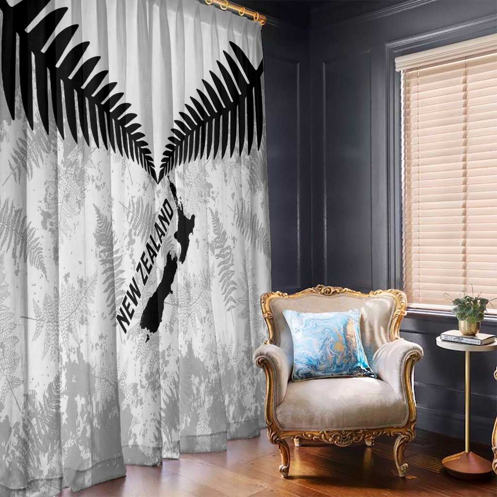 Custom New Zealand Silver Fern Football Window Curtain Go Aotearoa Grunge White - Aussie Hoodie