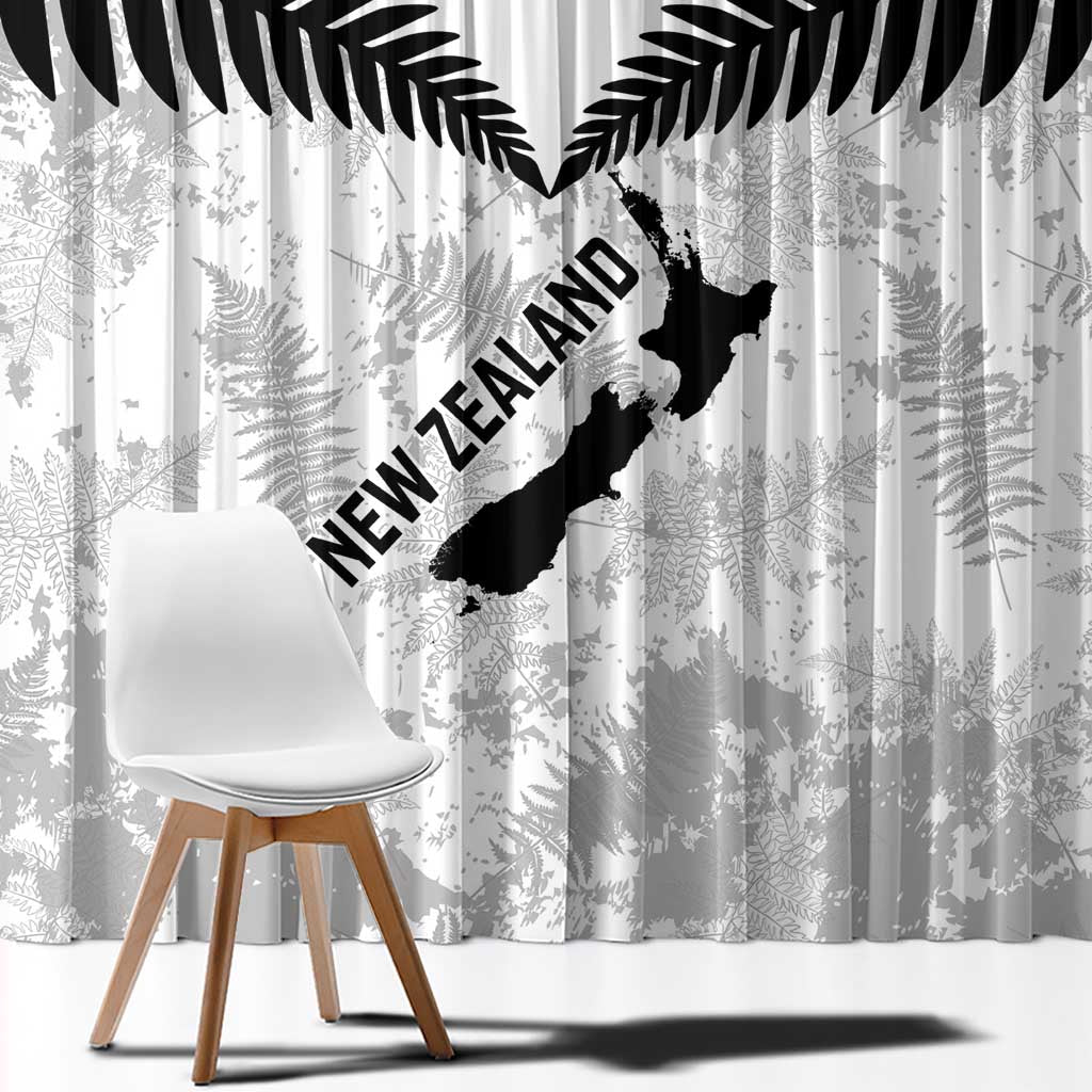 Custom New Zealand Silver Fern Football Window Curtain Go Aotearoa Grunge White - Aussie Hoodie