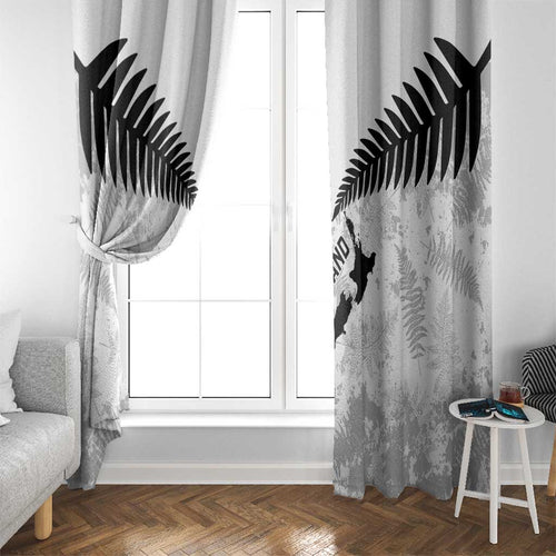 Custom New Zealand Silver Fern Football Window Curtain Go Aotearoa Grunge White - Aussie Hoodie