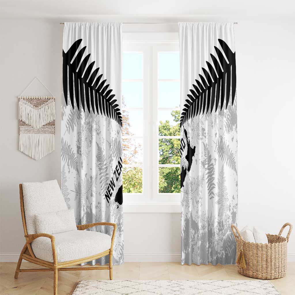 Custom New Zealand Silver Fern Football Window Curtain Go Aotearoa Grunge White - Aussie Hoodie