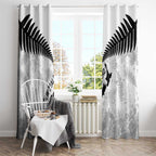 Custom New Zealand Silver Fern Football Window Curtain Go Aotearoa Grunge White - Aussie Hoodie