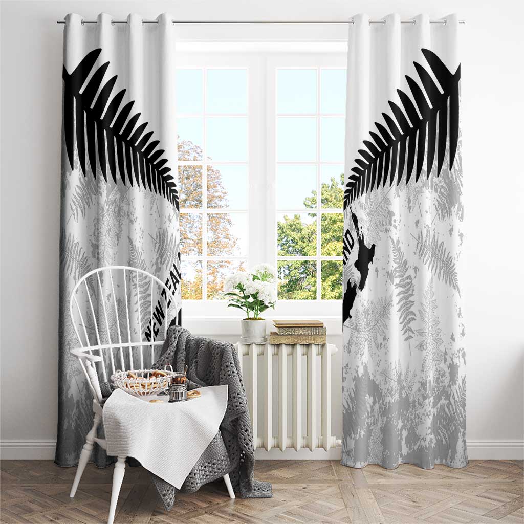 Custom New Zealand Silver Fern Football Window Curtain Go Aotearoa Grunge White - Aussie Hoodie