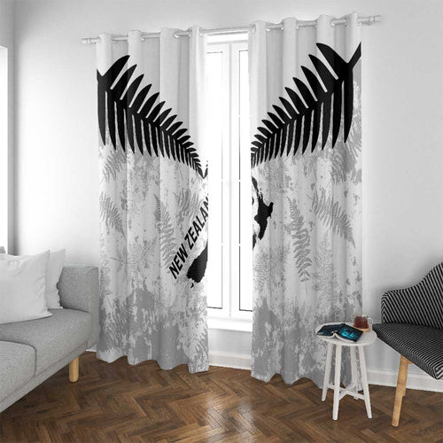 Custom New Zealand Silver Fern Football Window Curtain Go Aotearoa Grunge White - Aussie Hoodie