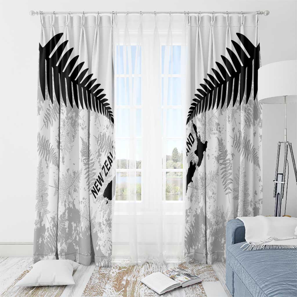 Custom New Zealand Silver Fern Football Window Curtain Go Aotearoa Grunge White - Aussie Hoodie