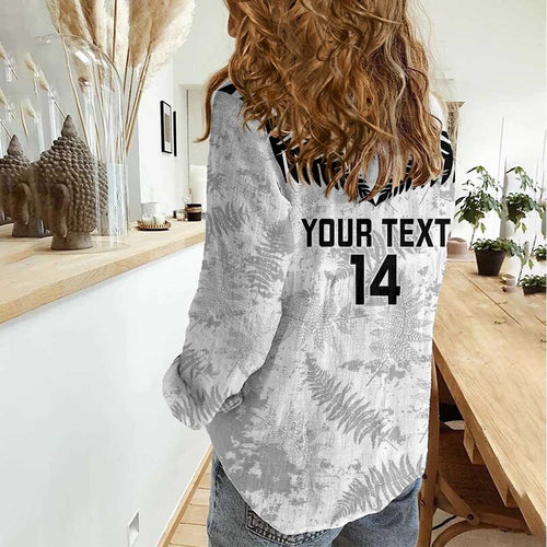 Custom New Zealand Silver Fern Football Women Casual Shirt Go Aotearoa Grunge White - Aussie Hoodie