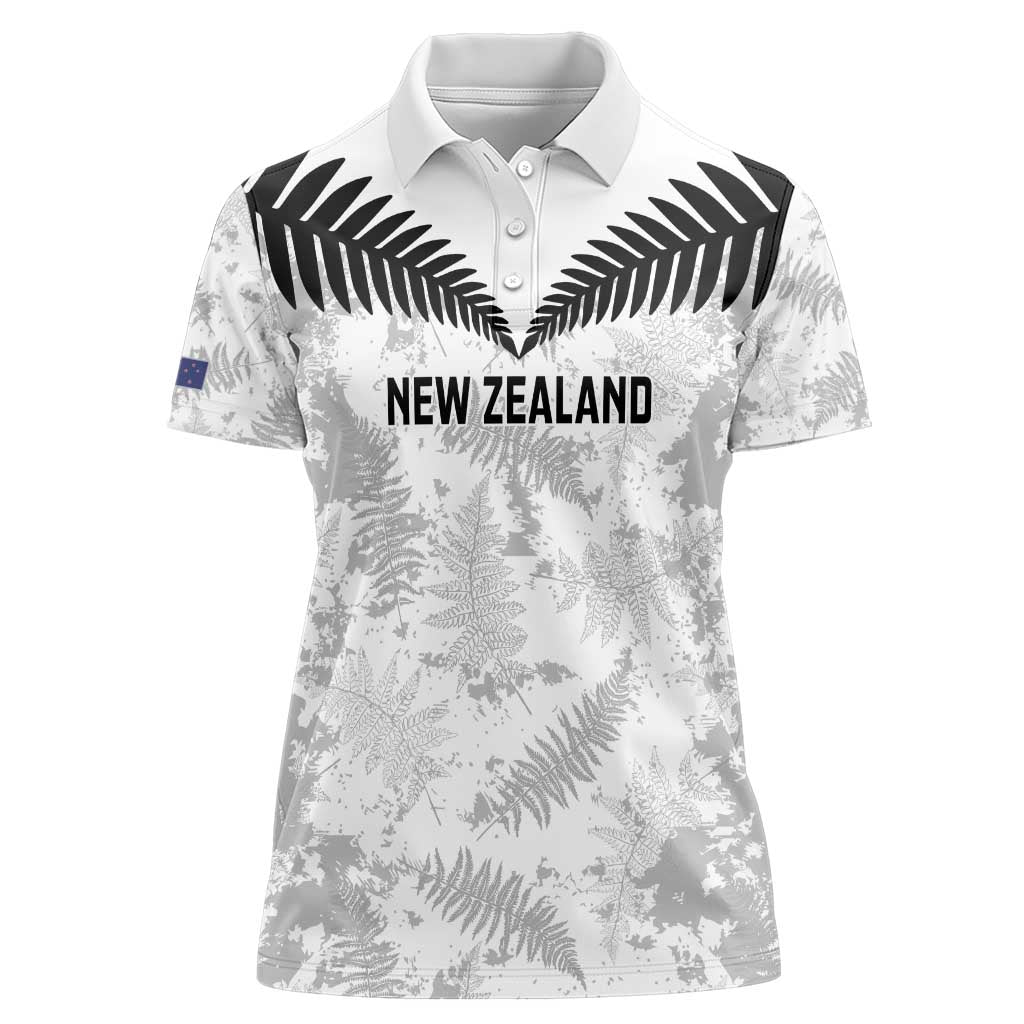 Custom New Zealand Silver Fern Football Women Polo Shirt Go Aotearoa Grunge White - Aussie Hoodie
