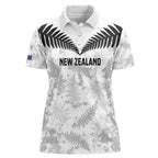 Custom New Zealand Silver Fern Football Women Polo Shirt Go Aotearoa Grunge White - Aussie Hoodie