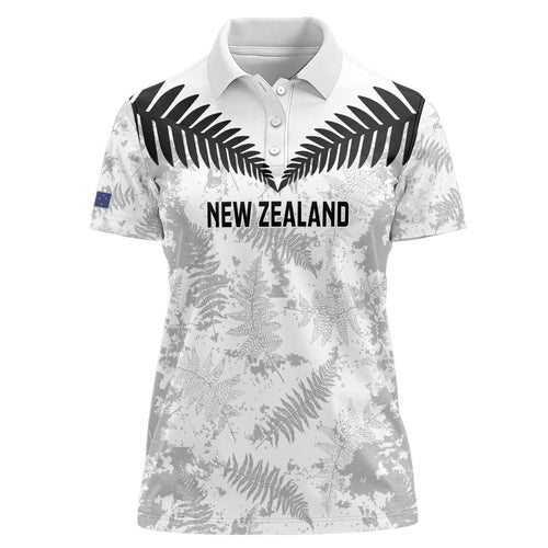 Custom New Zealand Silver Fern Football Women Polo Shirt Go Aotearoa Grunge White - Aussie Hoodie