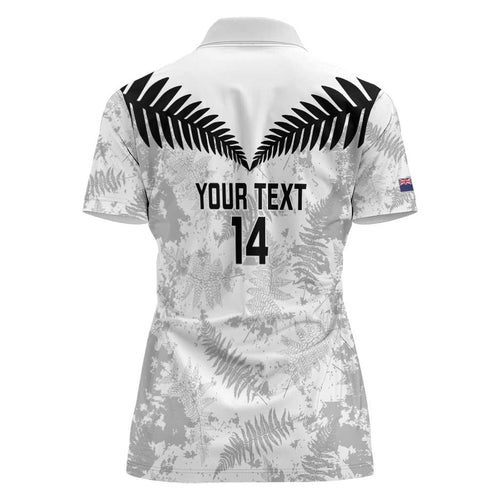 Custom New Zealand Silver Fern Football Women Polo Shirt Go Aotearoa Grunge White - Aussie Hoodie