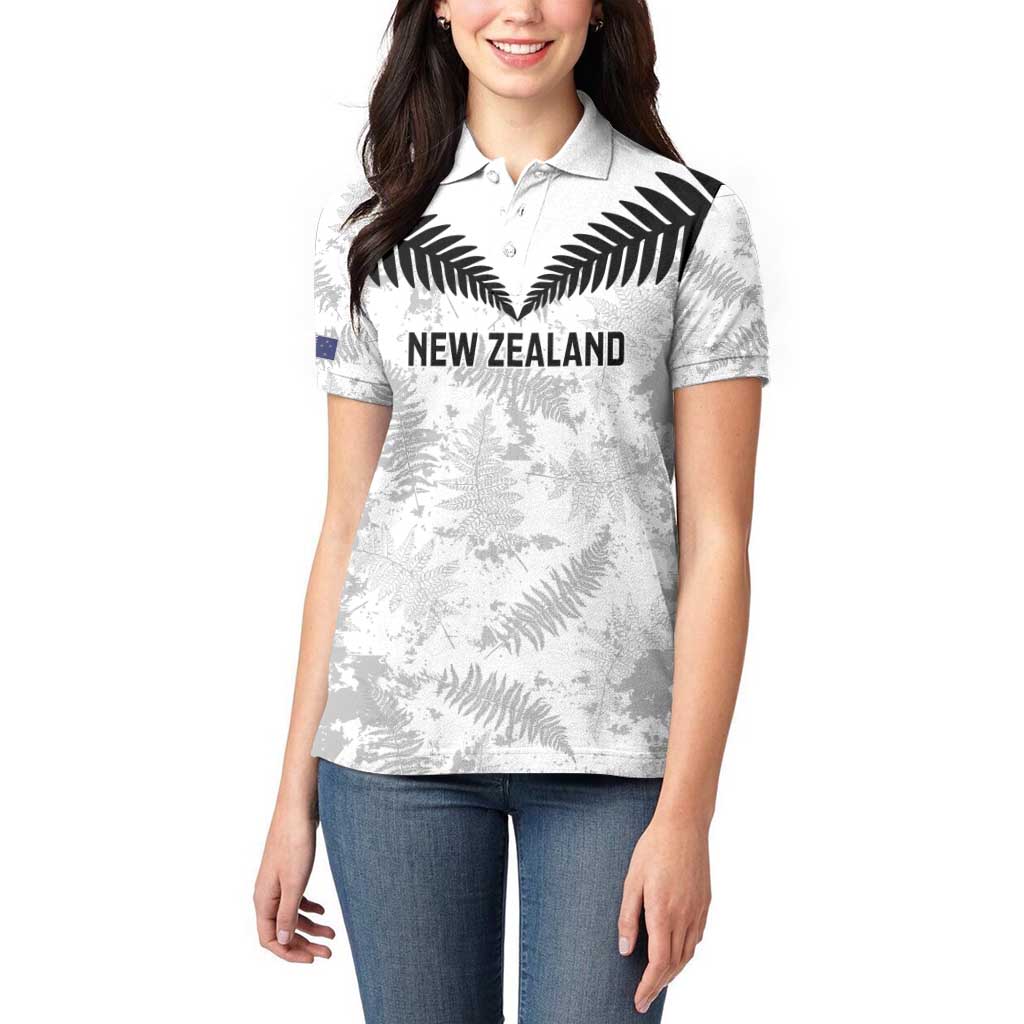 Custom New Zealand Silver Fern Football Women Polo Shirt Go Aotearoa Grunge White - Aussie Hoodie