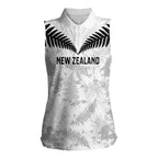 Custom New Zealand Silver Fern Football Women Sleeveless Polo Shirt Go Aotearoa Grunge White - Aussie Hoodie