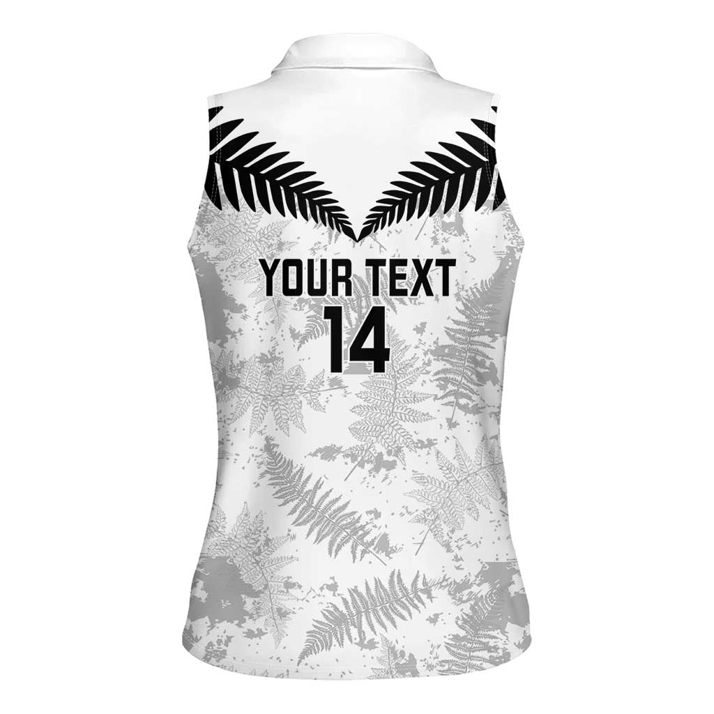 Custom New Zealand Silver Fern Football Women Sleeveless Polo Shirt Go Aotearoa Grunge White - Aussie Hoodie