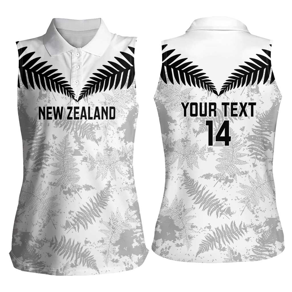 Custom New Zealand Silver Fern Football Women Sleeveless Polo Shirt Go Aotearoa Grunge White - Aussie Hoodie