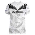 Custom New Zealand Silver Fern Football Women V-Neck T-Shirt Go Aotearoa Grunge White - Aussie Hoodie
