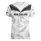 Custom New Zealand Silver Fern Football Women V-Neck T-Shirt Go Aotearoa Grunge White - Aussie Hoodie