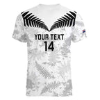 Custom New Zealand Silver Fern Football Women V-Neck T-Shirt Go Aotearoa Grunge White - Aussie Hoodie