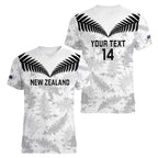 Custom New Zealand Silver Fern Football Women V-Neck T-Shirt Go Aotearoa Grunge White - Aussie Hoodie