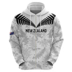 Custom New Zealand Silver Fern Football Zip Hoodie Go Aotearoa Grunge White - Aussie Hoodie