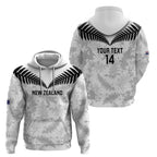 Custom New Zealand Silver Fern Football Zip Hoodie Go Aotearoa Grunge White - Aussie Hoodie