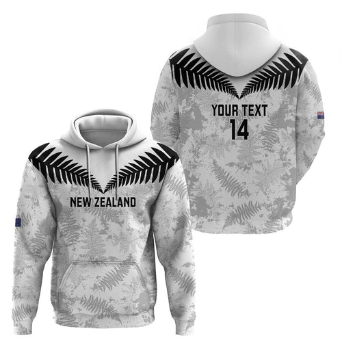 Custom New Zealand Silver Fern Football Zip Hoodie Go Aotearoa Grunge White - Aussie Hoodie