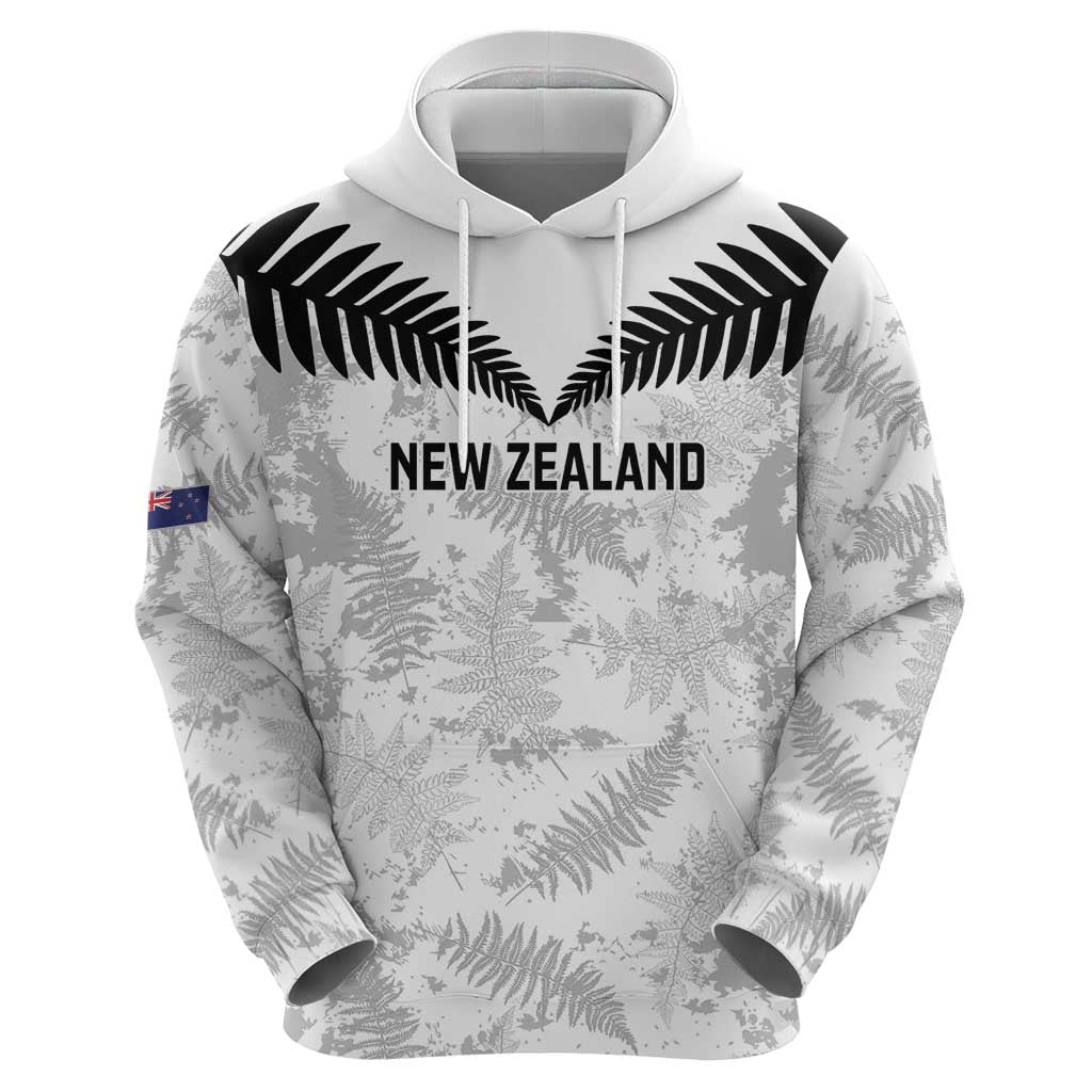 Custom New Zealand Silver Fern Football Zip Hoodie Go Aotearoa Grunge White - Aussie Hoodie