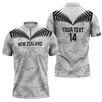 Custom New Zealand Silver Fern Football Zipper Polo Shirt Go Aotearoa Grunge White - Aussie Hoodie