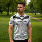 Custom New Zealand Silver Fern Football Zipper Polo Shirt Go Aotearoa Grunge White - Aussie Hoodie