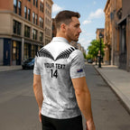 Custom New Zealand Silver Fern Football Zipper Polo Shirt Go Aotearoa Grunge White - Aussie Hoodie