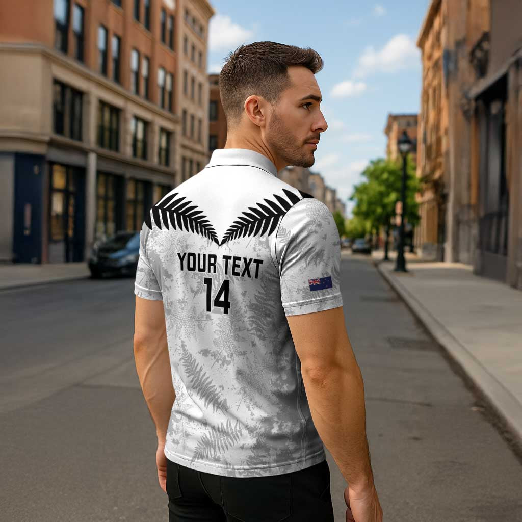 Custom New Zealand Silver Fern Football Zipper Polo Shirt Go Aotearoa Grunge White - Aussie Hoodie