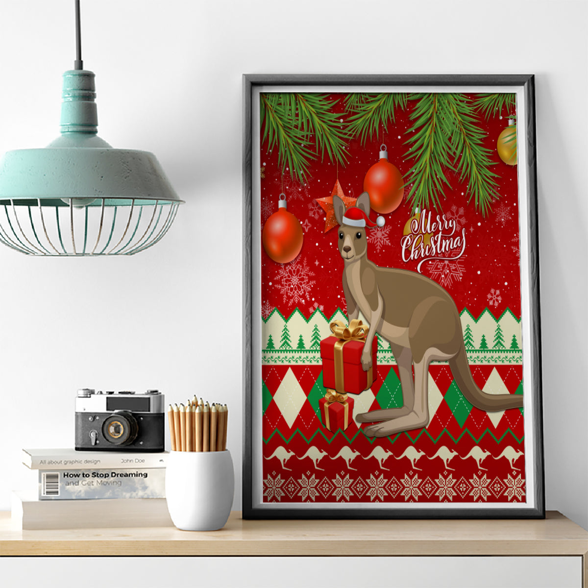 australia-christmas-canvas-wall-art-aussie-kangaroo-santa-merry-xmas